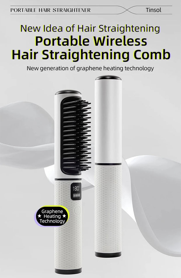 LCD USB Charging Straight Comb Negative Ion Lazy Hair Straightener Curly Hair Dual-use Broken Hair Finishing