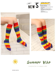 Mid-calf Socks Rainbow Cotton Socks