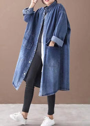 Fashionable Versatile Slimming Denim Shirt Dress Korean Style Elegant Hong Kong Style Vintage Single-breasted Coat