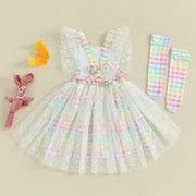 Girl's Colorful Checkered Suspender Dress