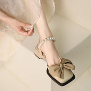 Women's Sandals Square Head Bow Fairy Gentle Inner Match Match Skirt