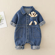 Baby Handsome Denim Jumpsuit Spring Festival Western Style Baby Boy