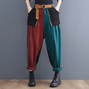 Personality Contrast Color Stitching Denim Trousers For Women