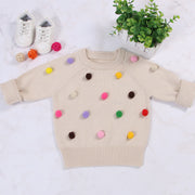 Cardigan Girls Winter Kids Sweater Balls Design Baby Knitted Cardigans Casual Toddler Boys Sweater Woolen Fleece Girls Sweater