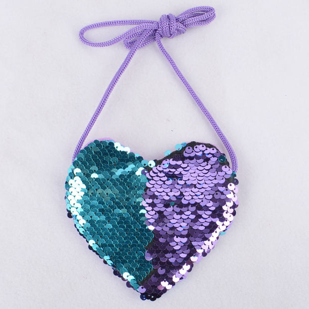 Sequined lanyard bag love children's coin purs