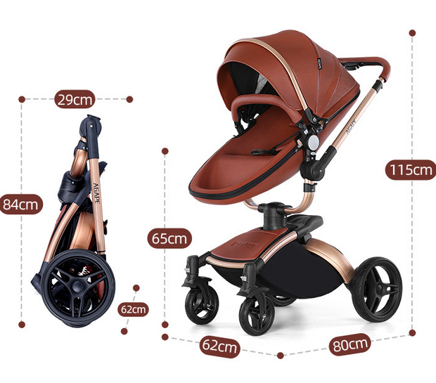 High Landscape Baby Stroller 360-degree Rotation 3-in-1 Basket Foldable