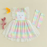 Girl's Colorful Checkered Suspender Dress