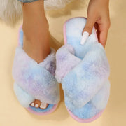 Women's Autumn And Winter Flat Home Indoor Floor Wool Plush Cotton Slippers