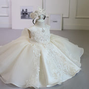 White Flower Girl Wedding Pompadour Dress