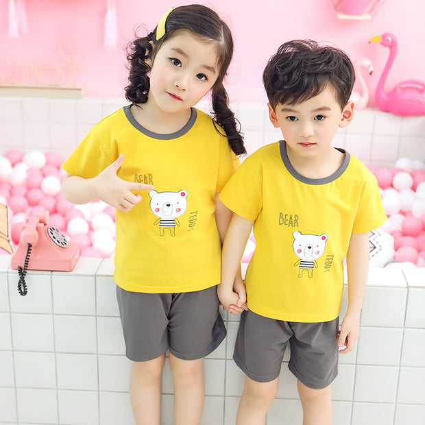 Children's cotton short sleeve suit