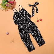 Summer Kids Girls Clothing Sets Cotton Sleeveless Polka Dot Strap Girls Jumpsuit