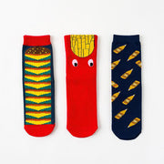 Three Pairs Of Women's Cartoon Food Printed Cotton Socks