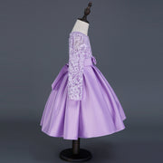 Children's dress princess dress long sleeve flower girl dress female purple lace costumes wholesale