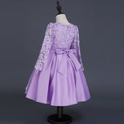 Children's dress princess dress long sleeve flower girl dress female purple lace costumes wholesale