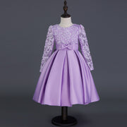 Children's dress princess dress long sleeve flower girl dress female purple lace costumes wholesale