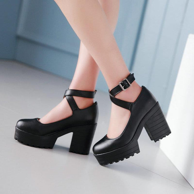 Women's Fashionable Chunky Heel Platform High Shoes