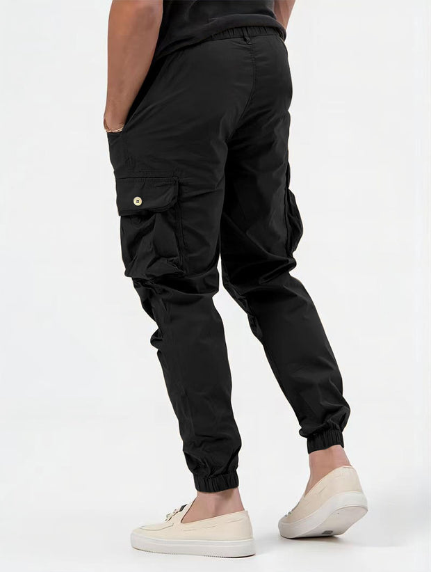 Men's Cargo Trousers With Three-dimensional Pockets Solid Color Casual Pants