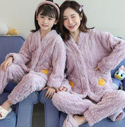 Girls Pajamas Coral Velvet Thickened Parent-child Mother And Daughter Clothes Set