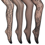 Women's Black Jacquard Fishnet Pantyhose