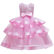 Girls Sleeveless Princess Cake Mesh Dress