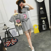 Donut printed fringed female dress