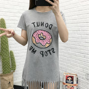 Donut printed fringed female dress