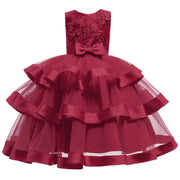 Girls Sleeveless Princess Cake Mesh Dress