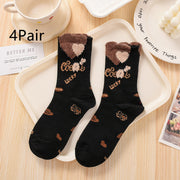 Women's Fashionable Hundred Feather Yarn Bear Mid Calf Socks