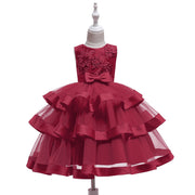 Girls Sleeveless Princess Cake Mesh Dress