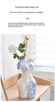 Ceramic Vase Decoration Art Body Small Blue And White Texture Homestay