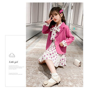 New Children's Clothing Girls Baby Clothes Girls Casual Blazer Solid Color Dot Dress Cloth Set Suit