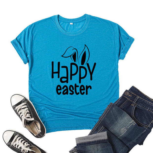 Women's Bunny Happy Easter Print Top