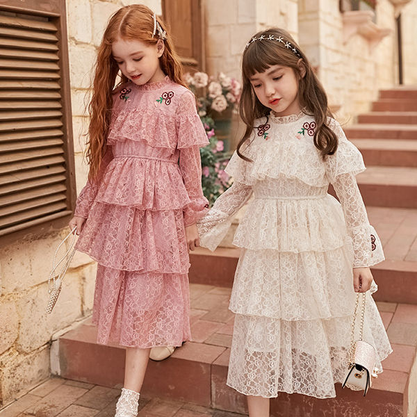 Children's Pure Color Simple Cake Dress