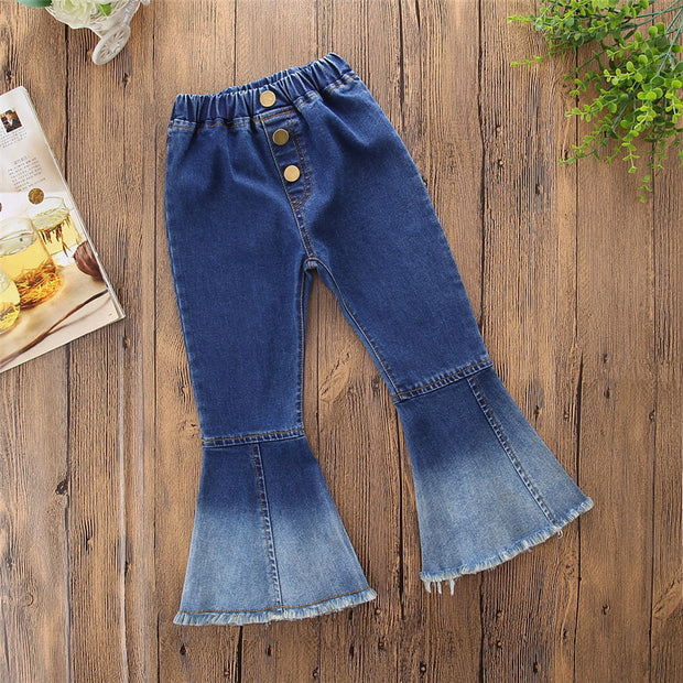 Children Fashion Jeans With Color Matching Horn