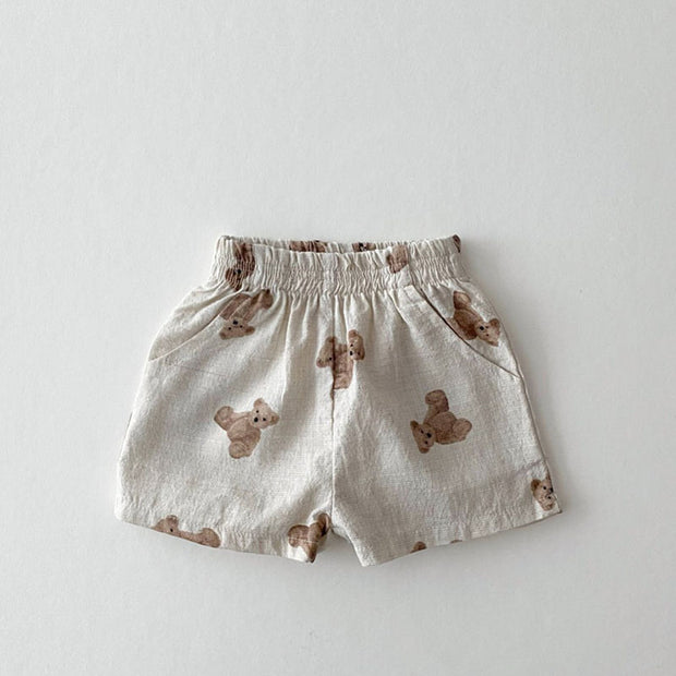 Baby Loose Thin Cotton And Linen Shorts Childish Style