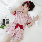 Girls Summer Cartoon Pajamas Short-sleeved Shorts Two-piece Suit