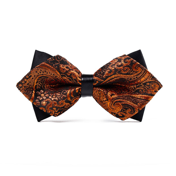 Men's Polyester Pointed Bow Tie Gold Bright Silk Flash