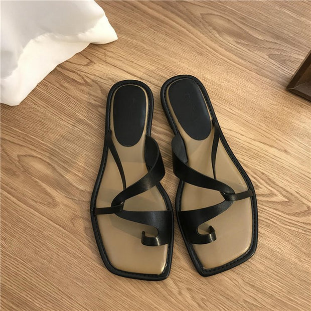 New Toe Ring Slippers Women's Summer Outer Wear Fashion Slippers Shoes