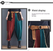 Personality Contrast Color Stitching Denim Trousers For Women