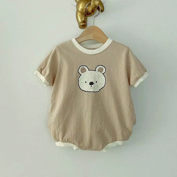 Baby Cute Bear Casual Short Sleeve Rompers