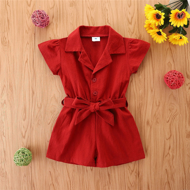 Fashion Solid Color Short-sleeved Jumpsuit