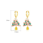 New Christmas Tree Earrings With Colorful Rhinestones Fashion Personality Shining Earrings Gift For Women Jewelry