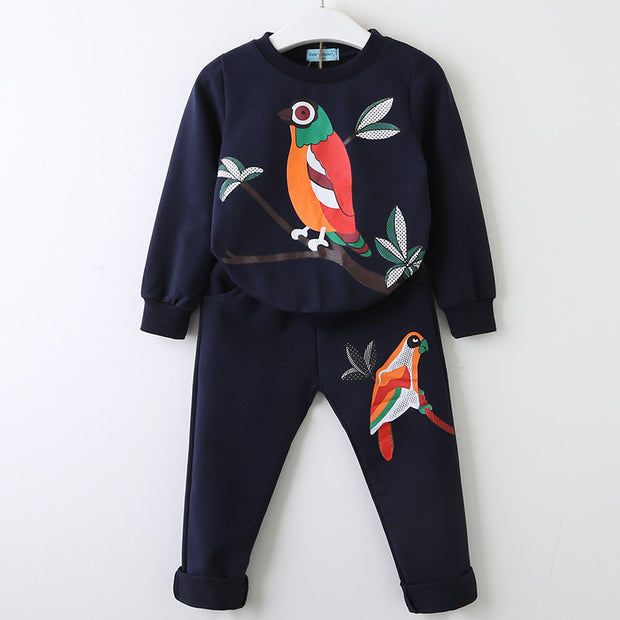 Children's printed long-sleeved casual suit