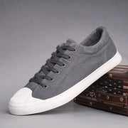 Low-top Lace-up Flat Four Seasons Solid Color Men's Canvas Shoes