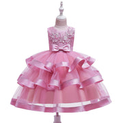 Girls Sleeveless Princess Cake Mesh Dress