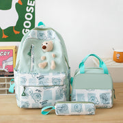 Elementary And Middle School Student Schoolbags Women's Cute Bear Lunch Box Three-piece Set