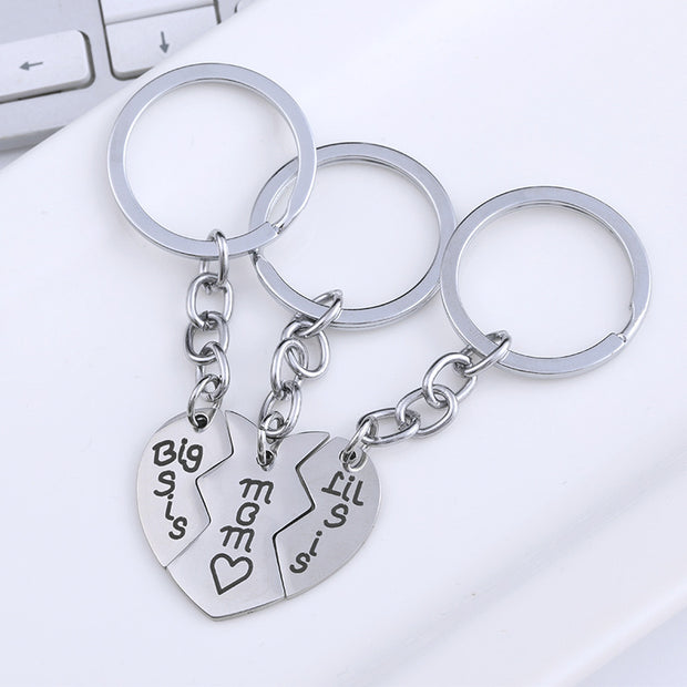 Daughter Birthday Gift Stainless Steel Mother's Day Puzzle Family Keychain