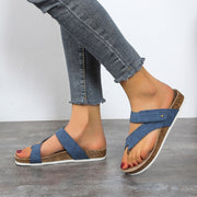 Flat Toe Ring Thick-soled Flip-flops Beach Shoes