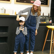 Fashion mother and daughter jeans with straps