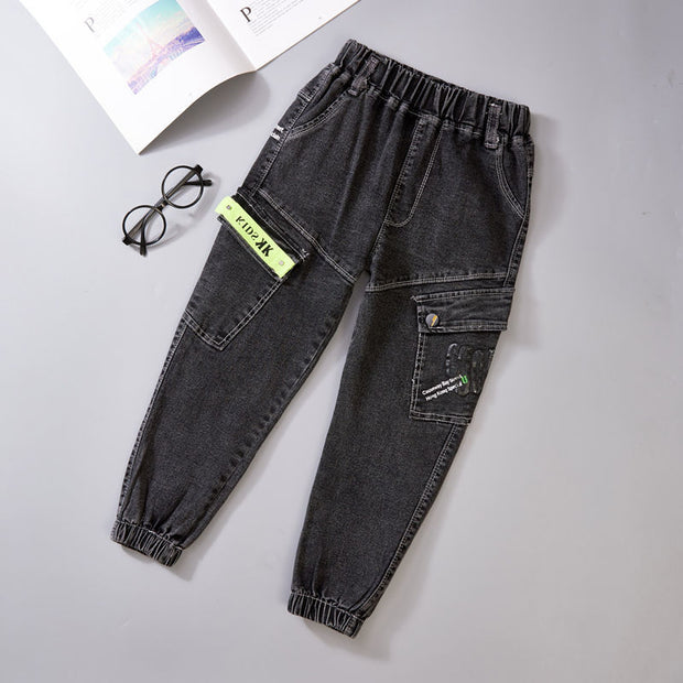 Boys Jeans Autumn And Winter New One-piece Velvet